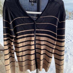 Finity Long Sleeve Black and Beige Cardigan Size Large